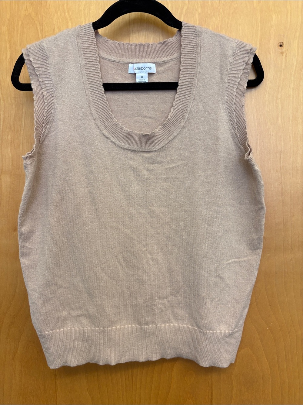 Liz Claiborne Sleeveless Knit Tank Top - Light Taupe